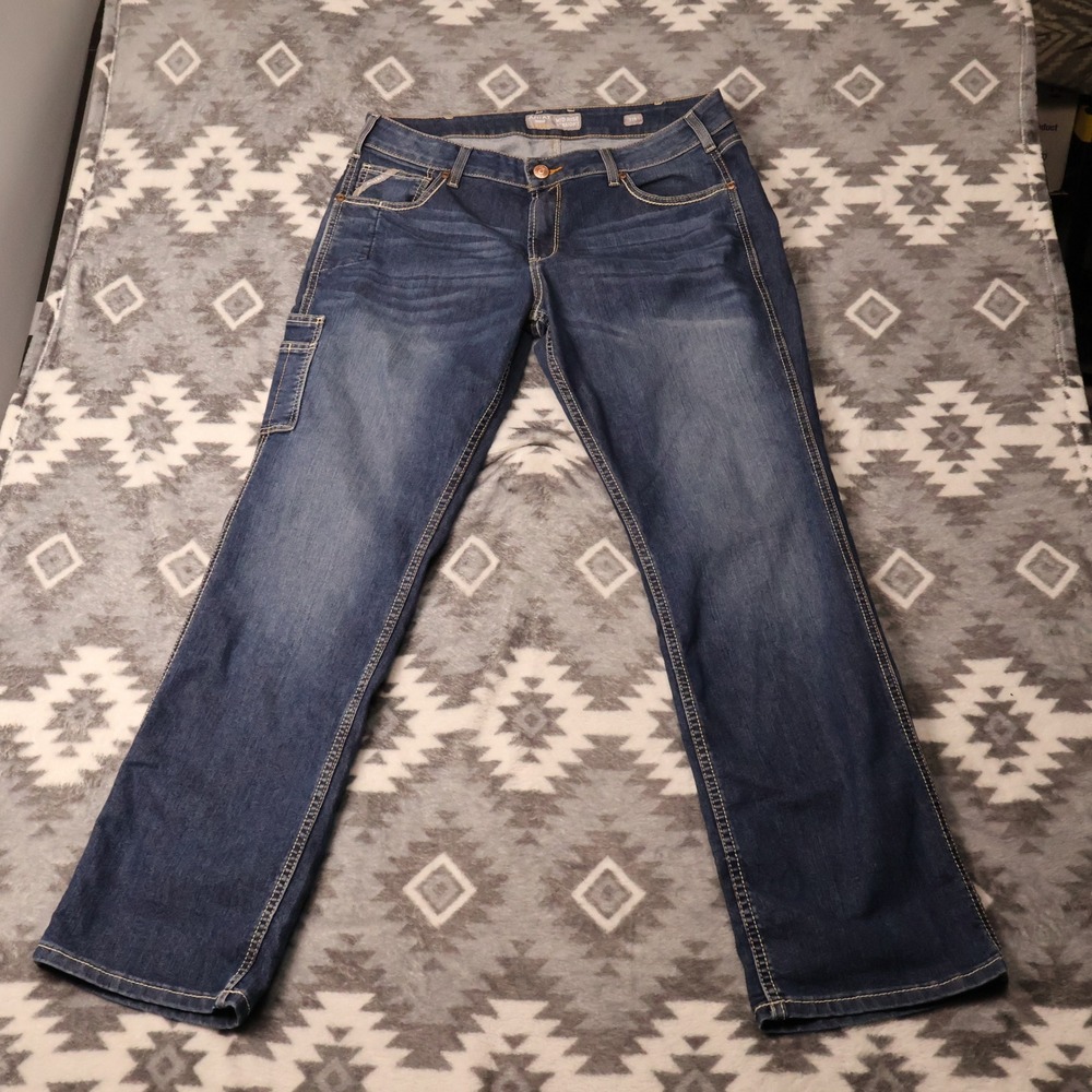 Ariat Rebar Riveter Mid Rise Straight Utility Jeans Women 33R Nightride 10032464